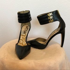 Sam Edelman Claire Gold ankle detail Stilettos